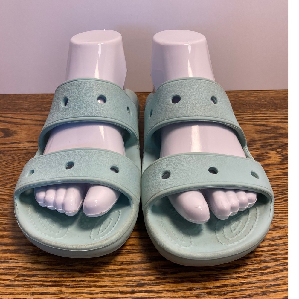 Crocs Classic Sandals Light Blue Mint Double Strap Slides Womens 8 Mens 6 - Picture 3 of 6